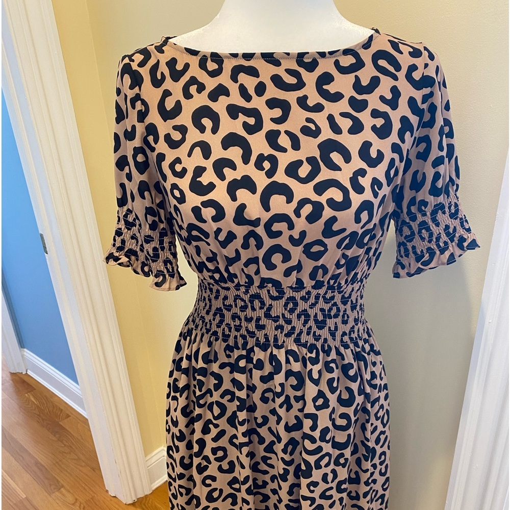 NWT Kate Spade Graphic Leopard Puff-sleeve Blaire Midi